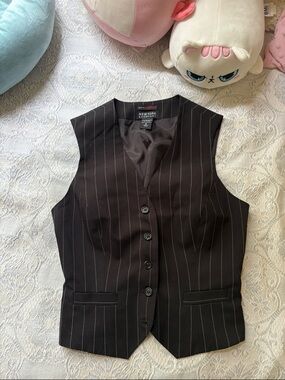 New York & Company Black Pinstripe Vest
